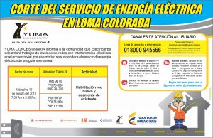 Lee más sobre el artículo Corte del servicio de energía eléctrica en Loma Colorada