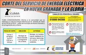 Lee más sobre el artículo Corte del servicio de energía eléctrica en Nueva Granada y la Gloria