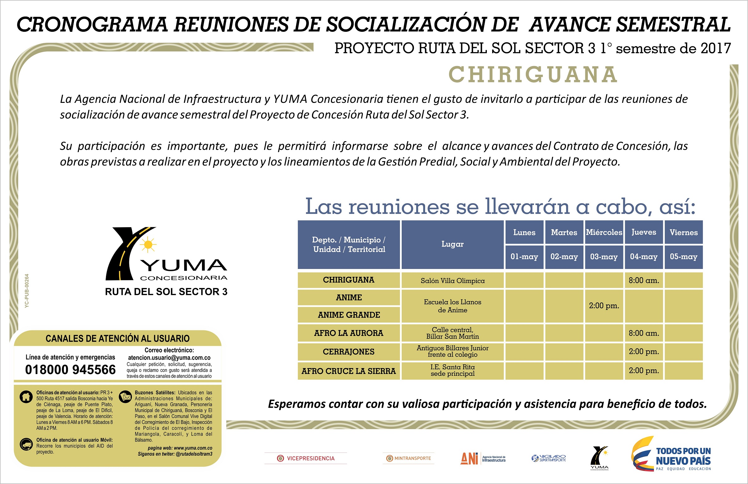 En este momento estás viendo Cronograma reuniones de socialización de avance semestral Chiriguaná
