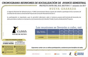 Lee más sobre el artículo Cronograma reuniones de socialización de avance semestral Nueva Granada