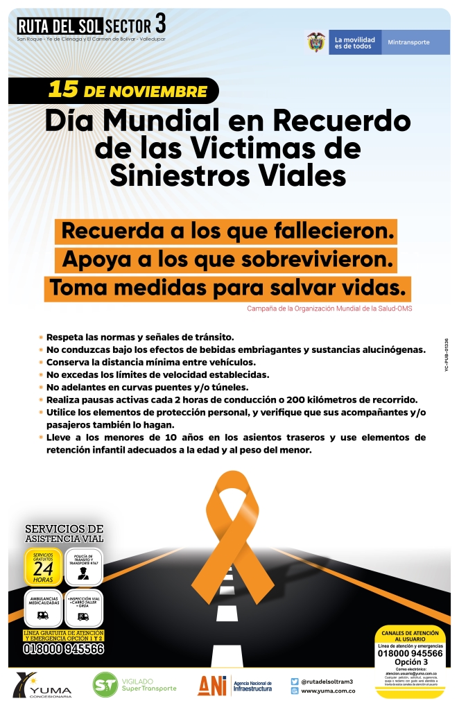 En este momento estás viendo 15 de Noviembre Dia Mundial en recuerdo de las Víctimas de Siniestros Viales