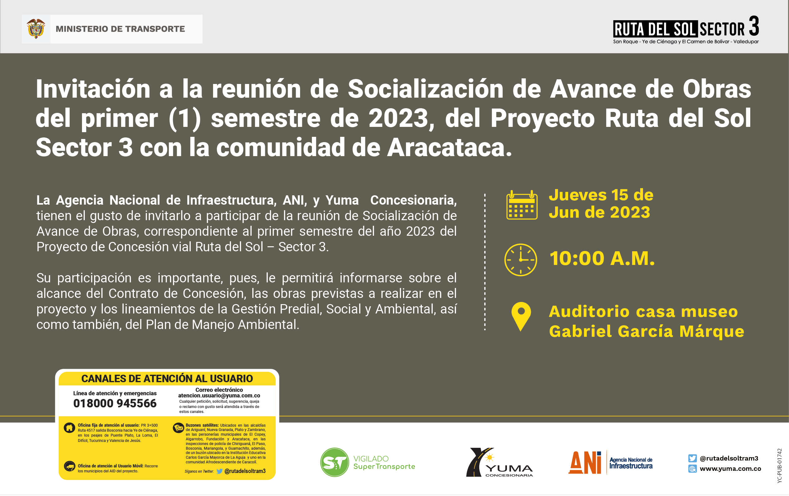 En este momento estás viendo Reunión de Socialización de Avance semestral Proyecto Ruta del sol Sector 3-ARACATACA, 1 Semestre 2023