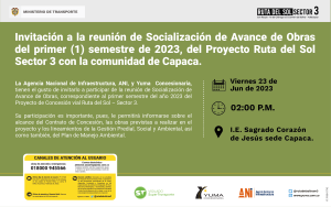 Lee más sobre el artículo Reunión de Socialización de Avance semestral Proyecto Ruta del sol Sector 3-CAPACA, 1 Semestre 2023
