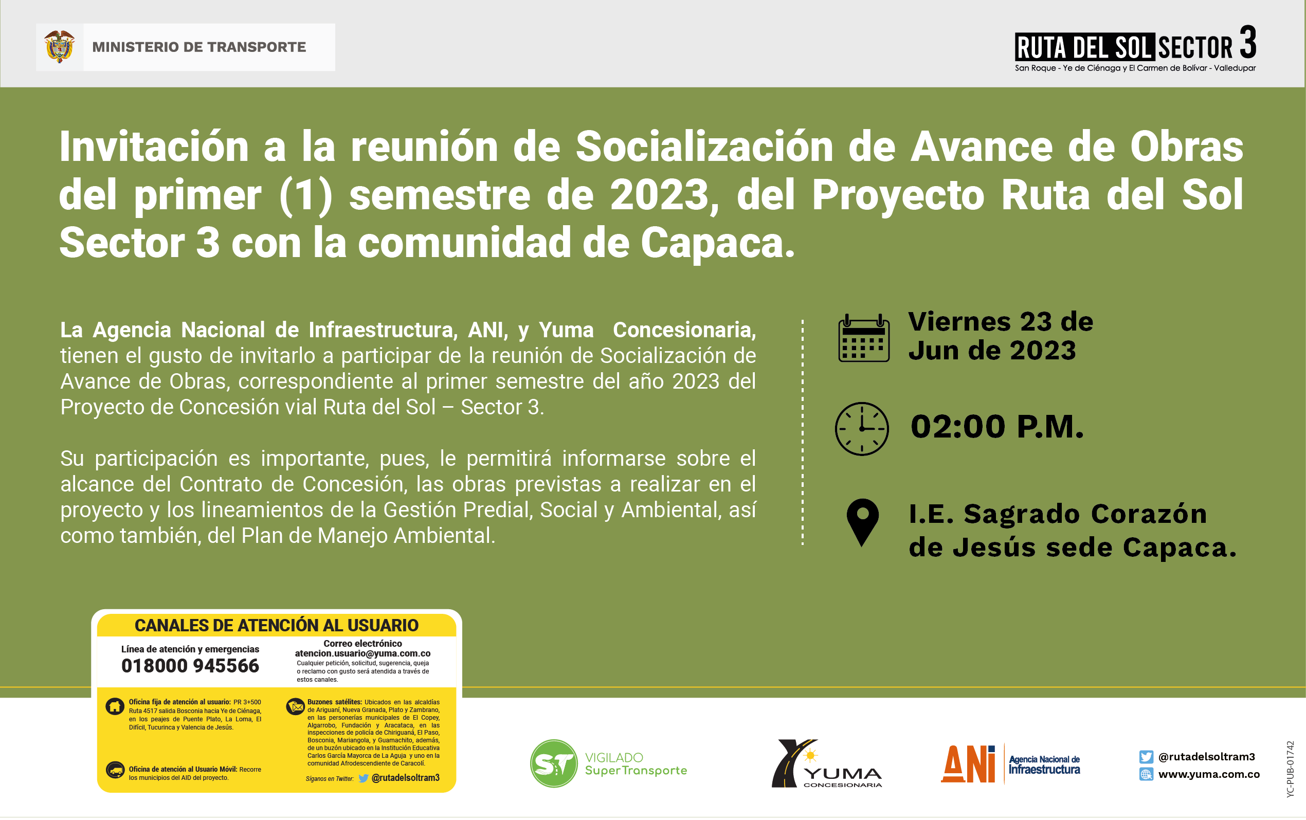 En este momento estás viendo Reunión de Socialización de Avance semestral Proyecto Ruta del sol Sector 3-CAPACA, 1 Semestre 2023