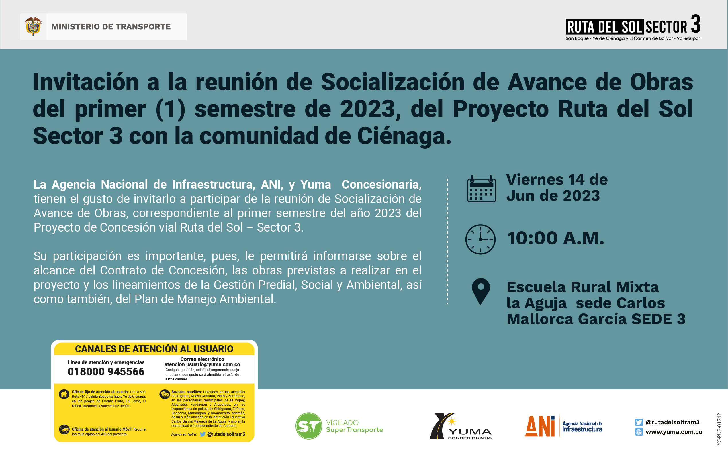 En este momento estás viendo Reunión de Socialización de Avance semestral Proyecto Ruta del sol Sector 3-CIÉNAGA, 1 Semestre 2023