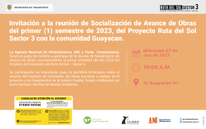Lee más sobre el artículo Reunión de Socialización de Avance semestral Proyecto Ruta del sol Sector 3-Guayacan , 1 Semestre 2023