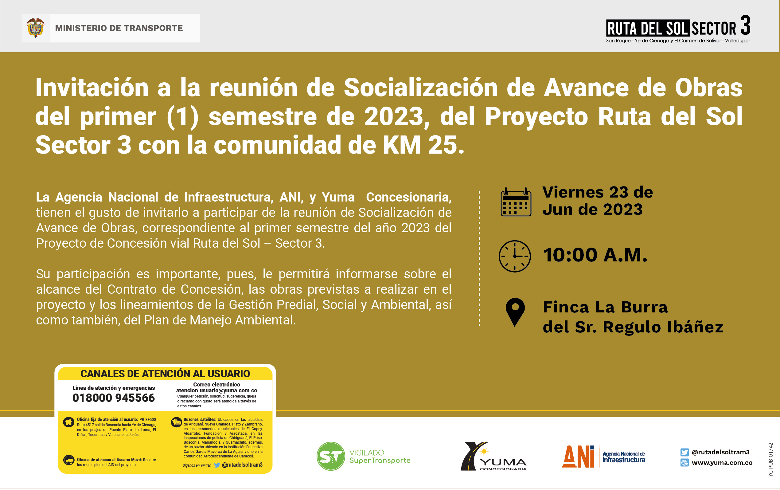 Lee más sobre el artículo Reunión de Socialización de Avance semestral Proyecto Ruta del sol Sector 3-KM 25, 1 Semestre 2023
