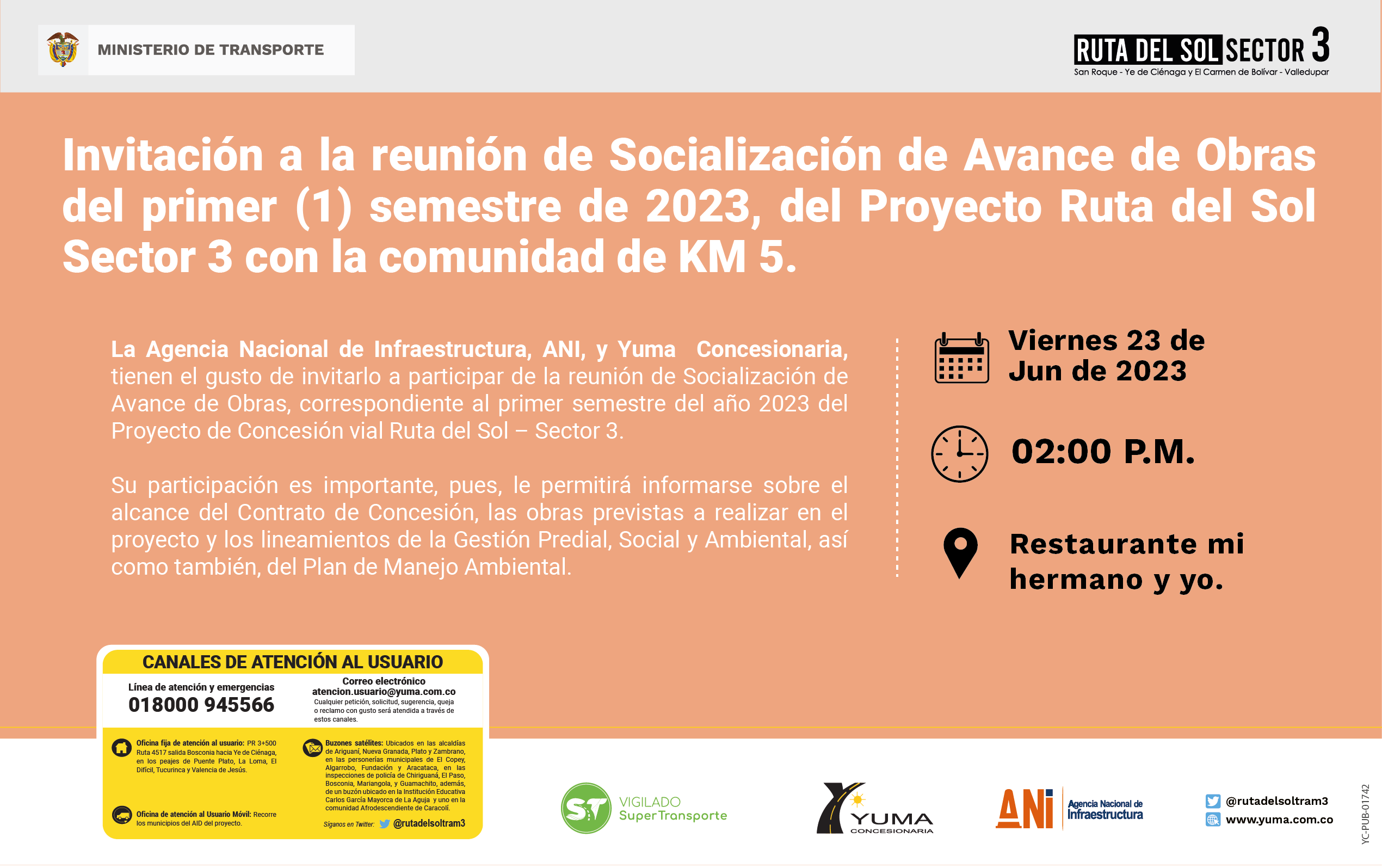 En este momento estás viendo Reunión de Socialización de Avance semestral Proyecto Ruta del sol Sector 3-KM 5, 1 Semestre 2023