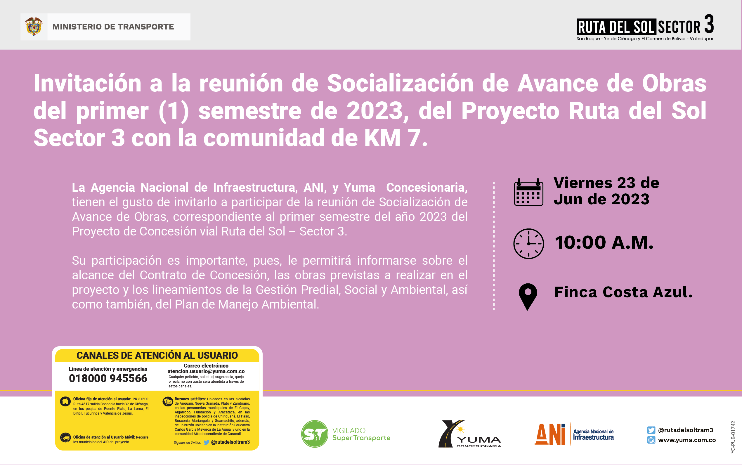 En este momento estás viendo Reunión de Socialización de Avance semestral Proyecto Ruta del sol Sector 3-KM 7, 1 Semestre 2023