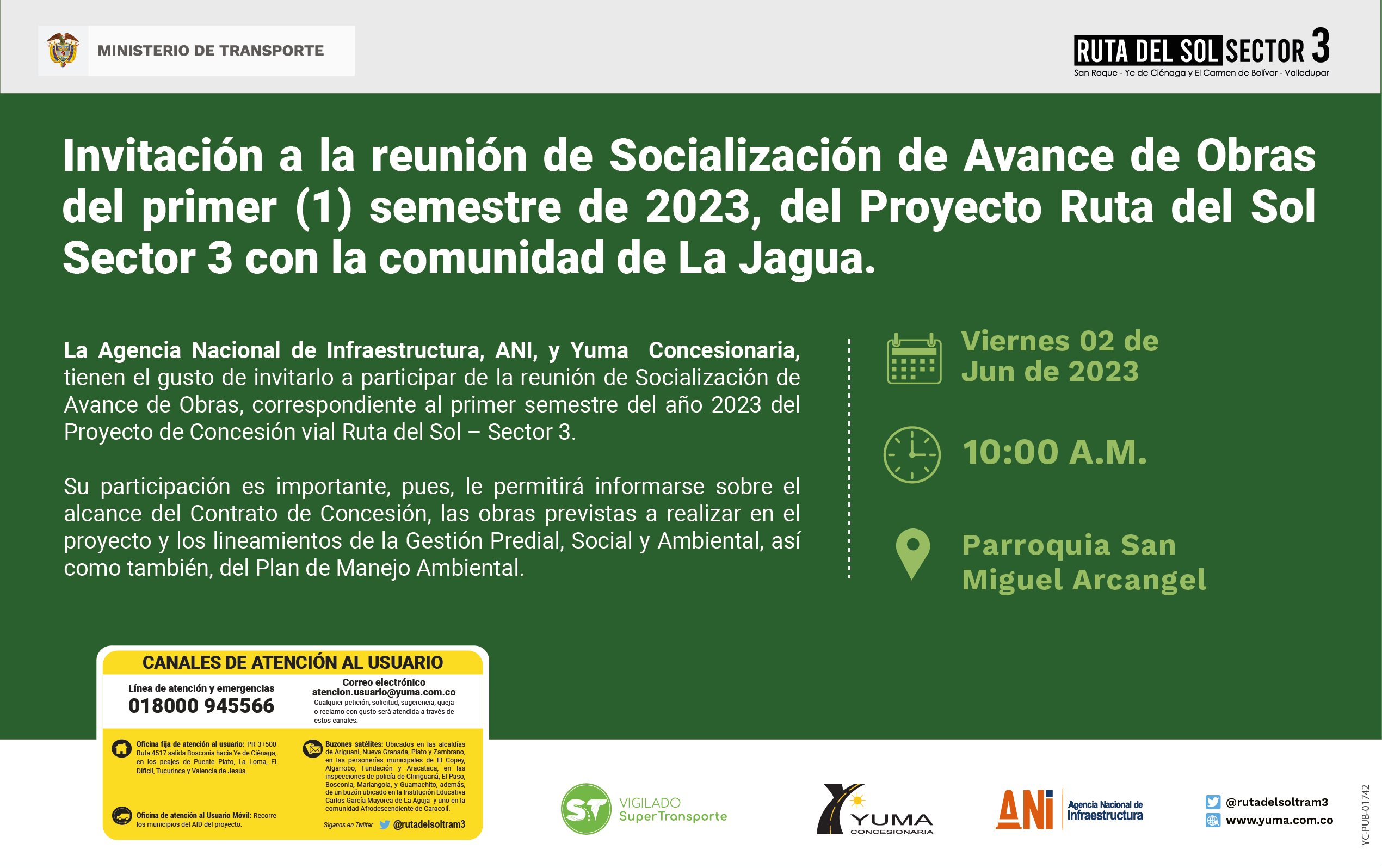 En este momento estás viendo Reunión de Socialización de Avance semestral Proyecto Ruta del sol Sector 3-LA JAGUA, 1 Semestre 2023