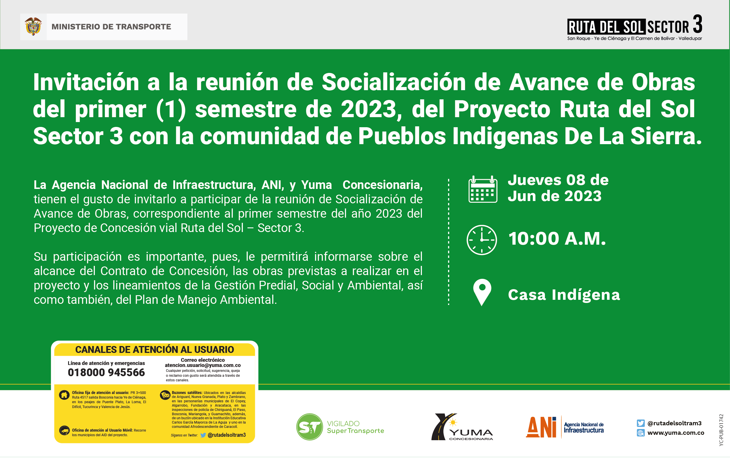 En este momento estás viendo Reunión de Socialización de Avance semestral Proyecto Ruta del sol Sector 3-PUEBLOS INDIGENAS DE LA SIERRA, 1 Semestre 2023