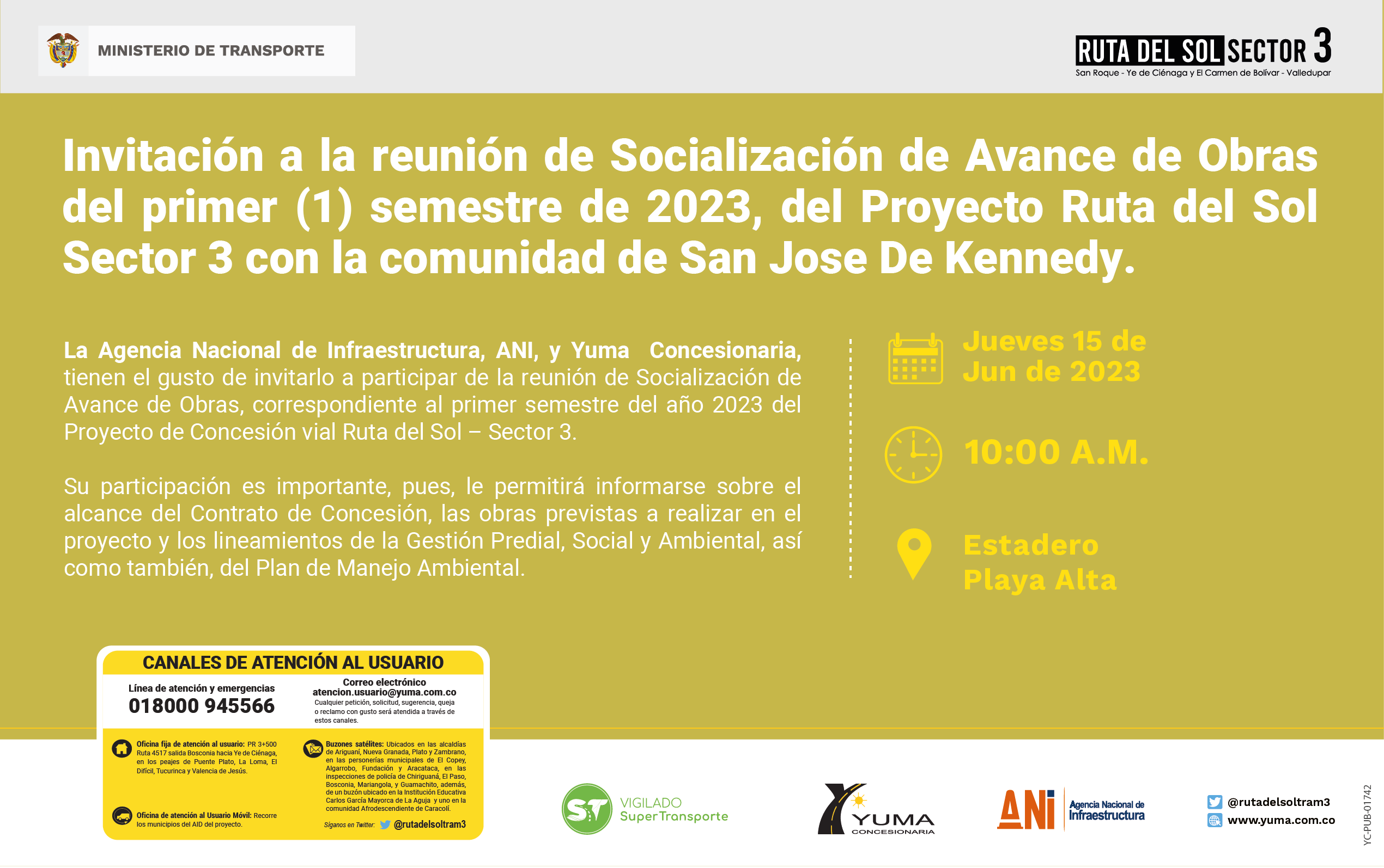 En este momento estás viendo Reunión de Socialización de Avance semestral Proyecto Ruta del sol Sector 3-SAN JOSE DE KENNEDY, 1 Semestre 2023