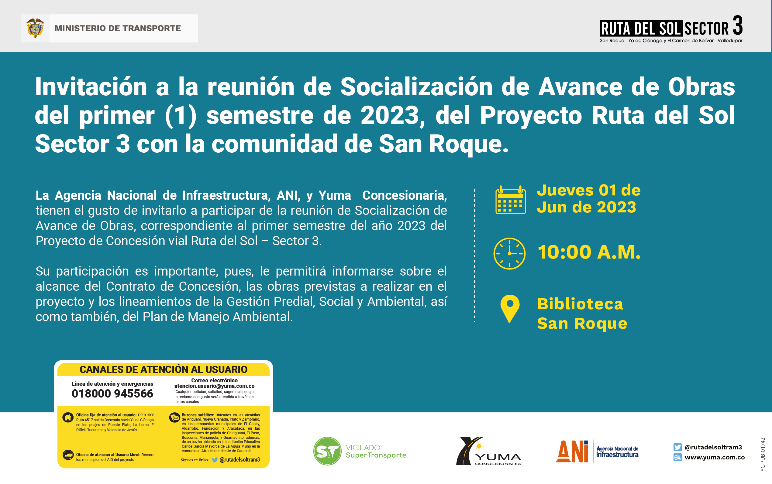 En este momento estás viendo Reunión de Socialización de Avance semestral Proyecto Ruta del sol Sector 3- San roque 1 Semestre 2023
