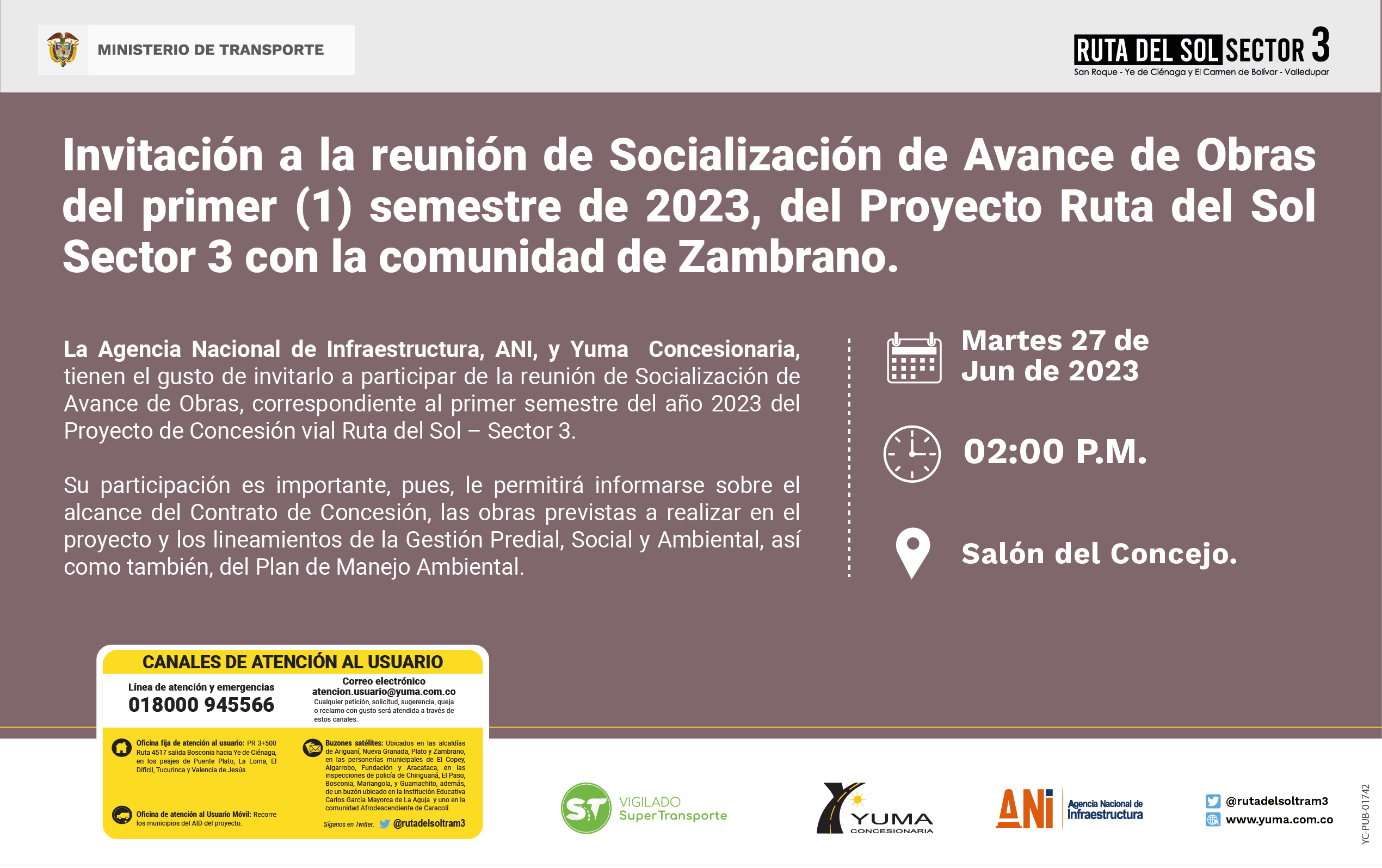 En este momento estás viendo Reunión de Socialización de Avance semestral Proyecto Ruta del sol Sector 3-ZAMBRANO, 1 Semestre 2023