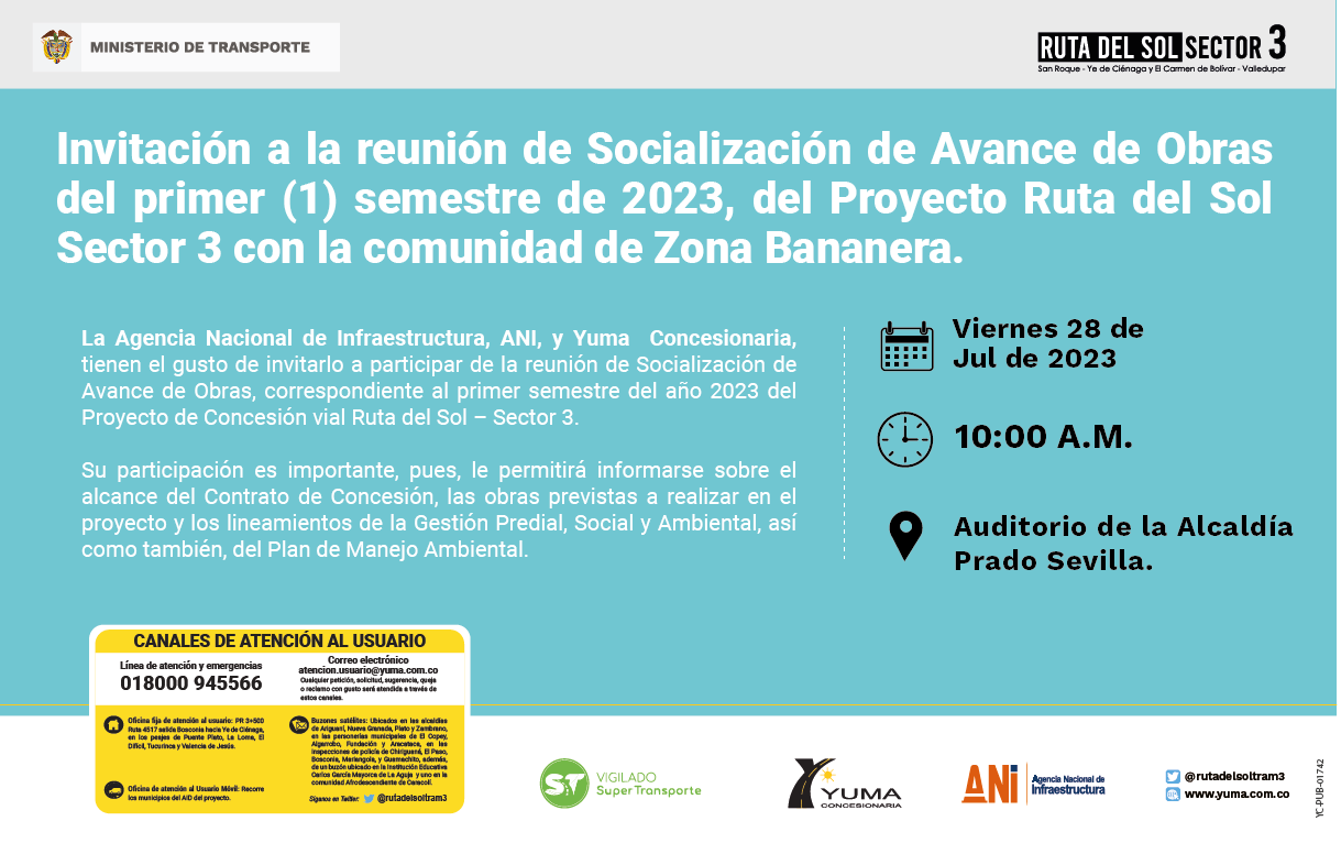 Lee más sobre el artículo ¡Reunión de Socialización de Avance de Obras! Proyecto Ruta del Sol Sector 3 en #ZonaBananera