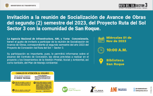 Lee más sobre el artículo #SanRoque Reunión de socialización de avance de obras del proyecto Ruta del Sol Sector 3