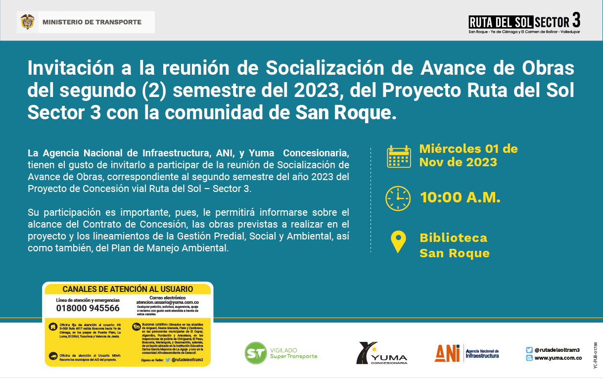 En este momento estás viendo #SanRoque Reunión de socialización de avance de obras del proyecto Ruta del Sol Sector 3