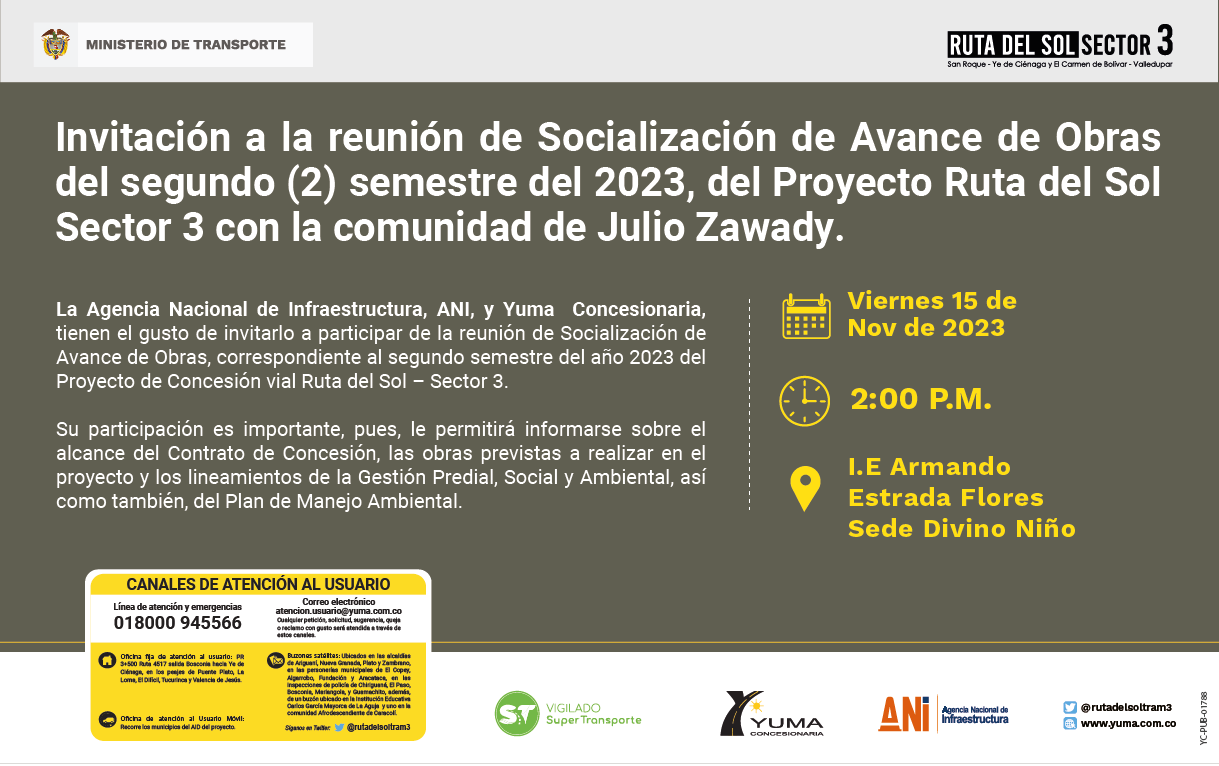 En este momento estás viendo #JulioZawady Reunión de socialización de avance de obras del proyecto Ruta del Sol Sector 3