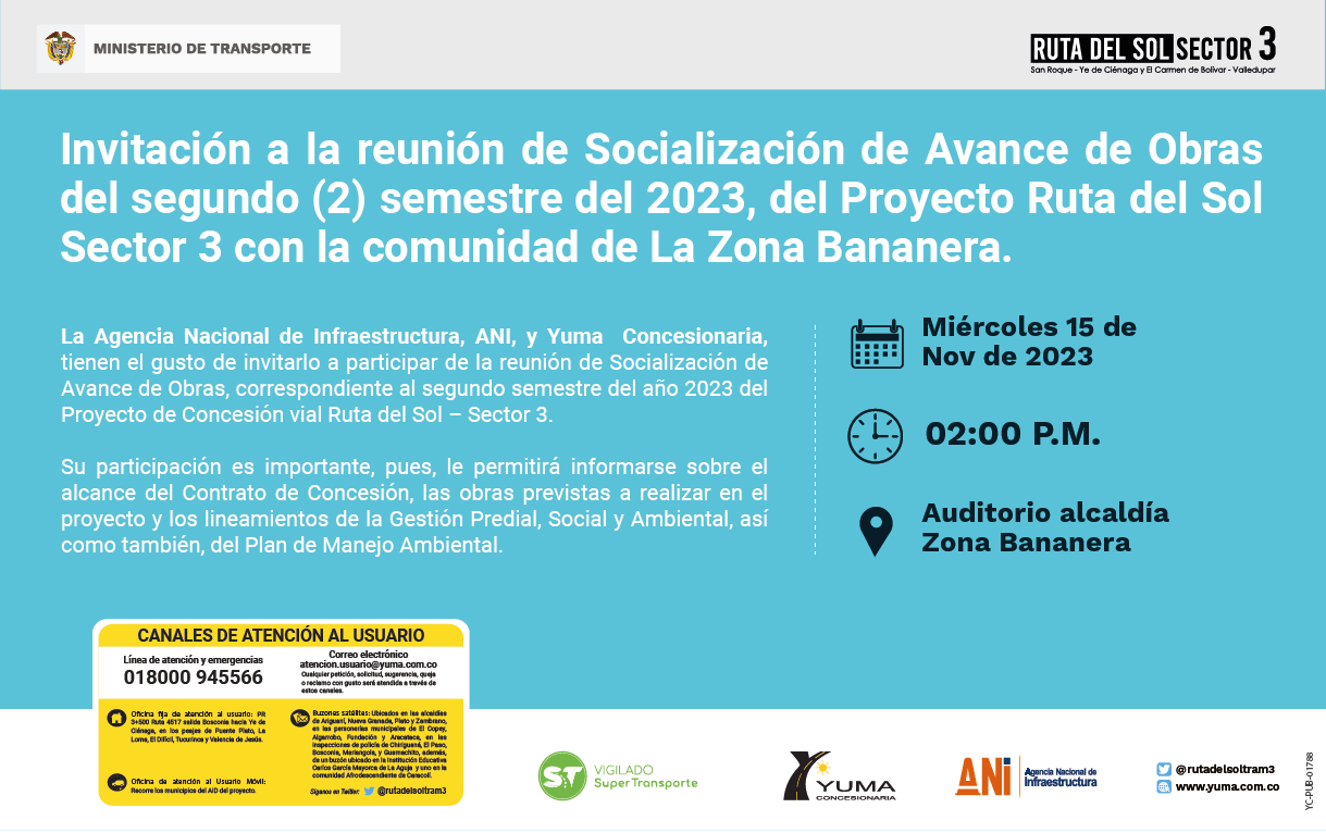 En este momento estás viendo #ZonaBananera Reunión de socialización de avance de obras del proyecto Ruta del Sol Sector 3