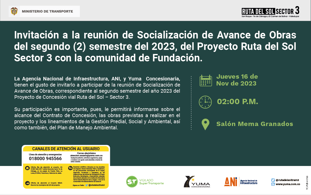 En este momento estás viendo #Fundación Reunión de socialización de avance de obras del proyecto Ruta del Sol Sector 3