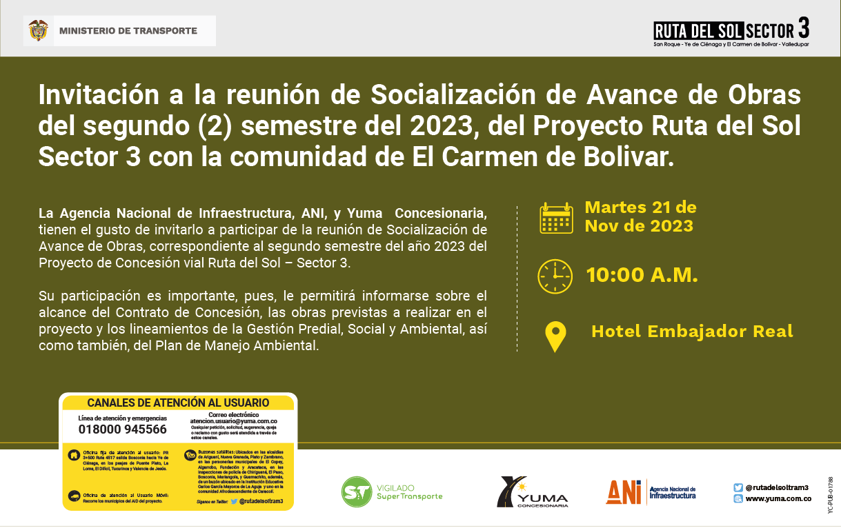 En este momento estás viendo #ElCarmenDeBoli­var Reunión de socialización de avance de obras del proyecto Ruta del Sol Sector 3
