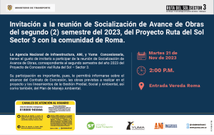 Lee más sobre el artículo #Roma Reunión de socialización de avance de obras del proyecto Ruta del Sol Sector 3