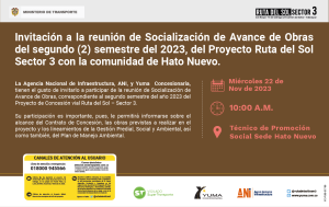 Lee más sobre el artículo #HatoNuevo Reunión de socialización de avance de obras del proyecto Ruta del Sol Sector 3
