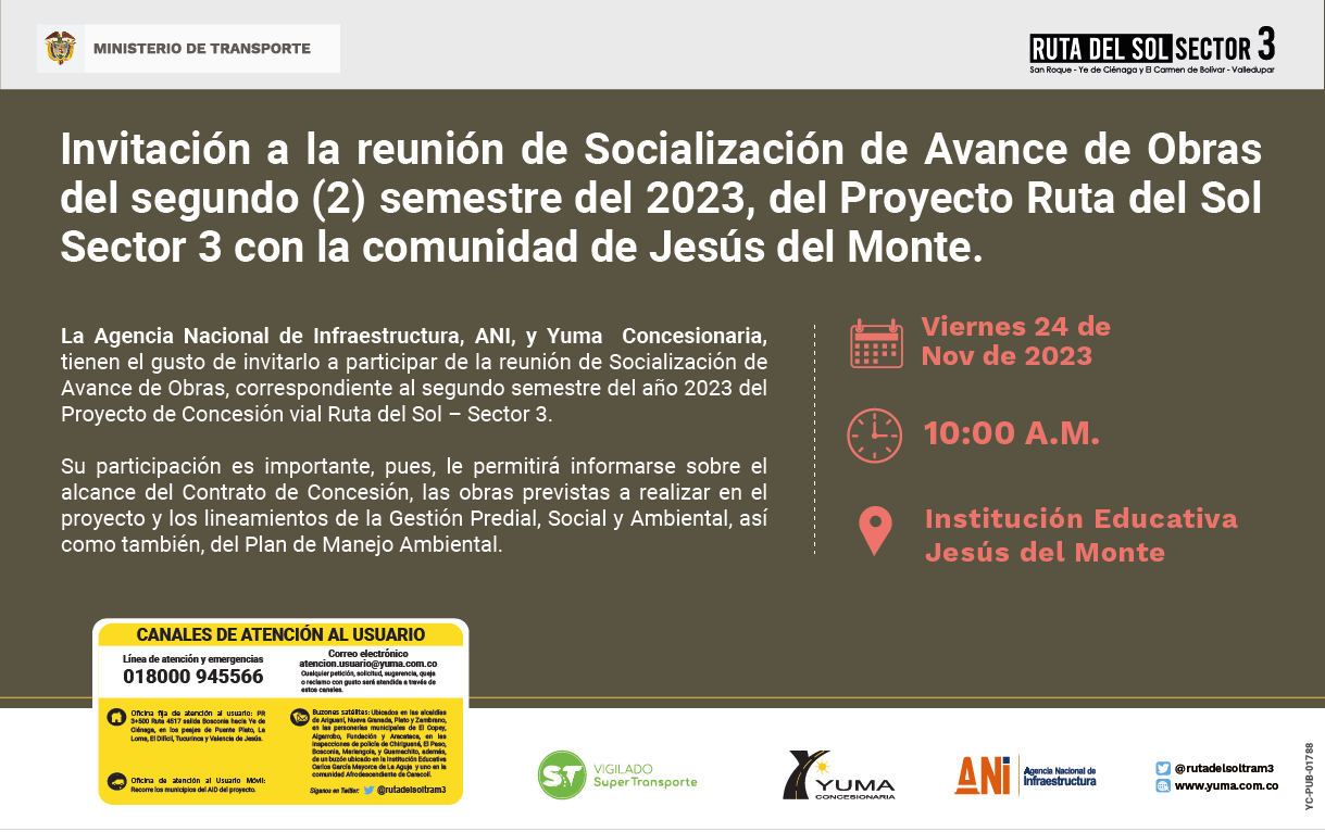En este momento estás viendo #JesusDelMonte Reunión de socialización de avance de obras del proyecto Ruta del Sol Sector 3
