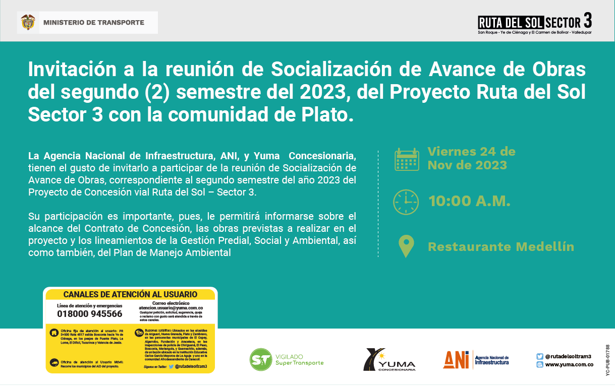 Lee más sobre el artículo #Plato Reunión de socialización de avance de obras del proyecto Ruta del Sol Sector 3
