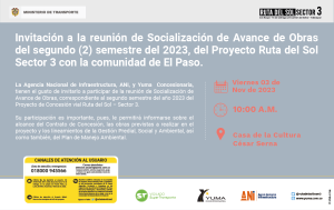 Lee más sobre el artículo #ElPaso Reunión de socialización de avance de obras del proyecto Ruta del Sol Sector 3