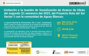 Lee más sobre el artículo #AguasBlancas Reunión de socialización de avance de obras del proyecto Ruta del Sol Sector 3