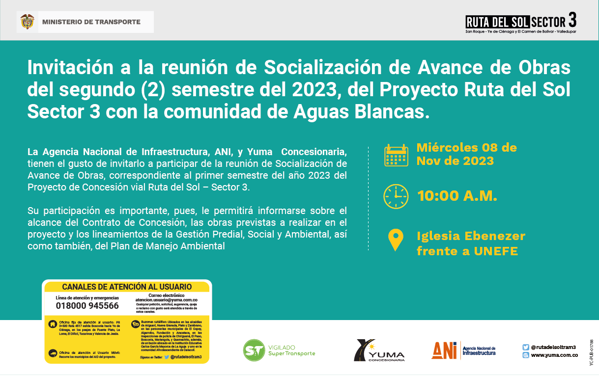 En este momento estás viendo #AguasBlancas Reunión de socialización de avance de obras del proyecto Ruta del Sol Sector 3