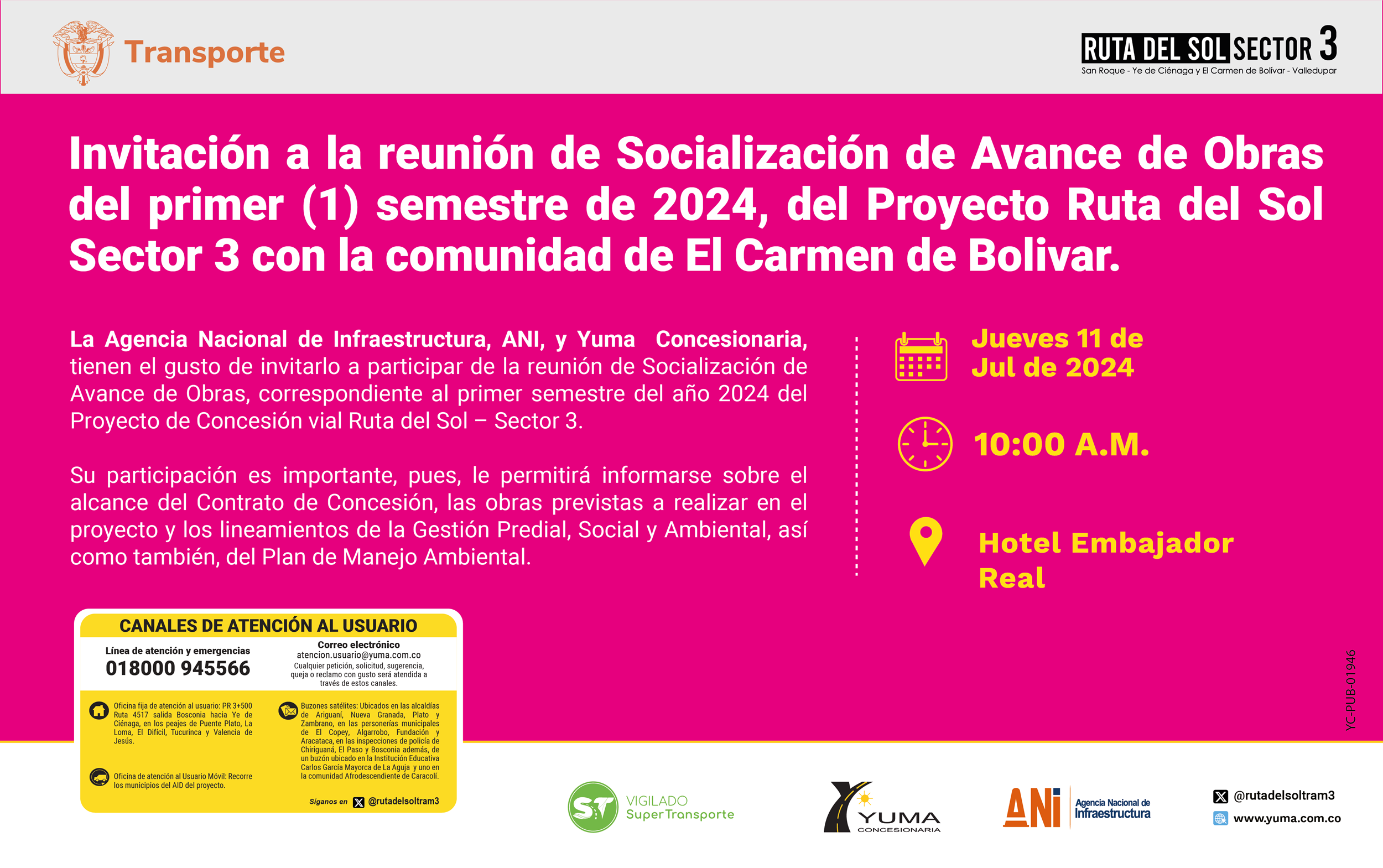 En este momento estás viendo Invitación a la reunión Socialización de Avance de Obras del primer semestre de 2024 con la comunidad de El Carmen de Bolivar