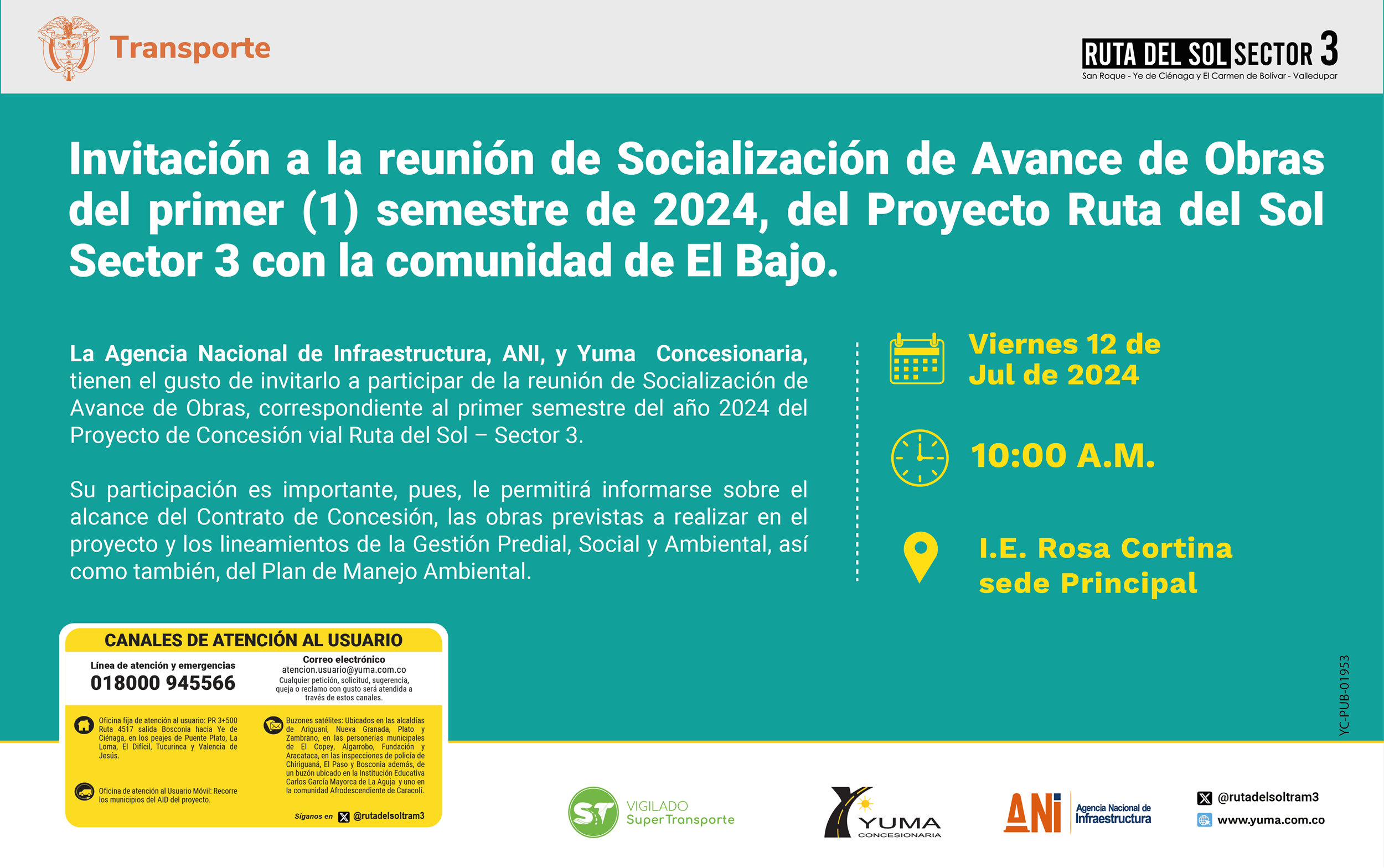 En este momento estás viendo Invitación a la reunión de Socialización de Avance de Obras del primer semestre de 2024 con la comunidad de El Bajo