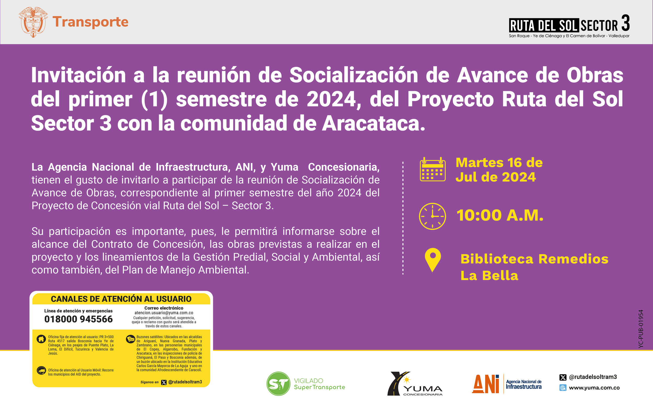 En este momento estás viendo Invitación a la reunión de Socialización de Avance de Obras del primer semestre de 2024 con la comunidad de Aracataca