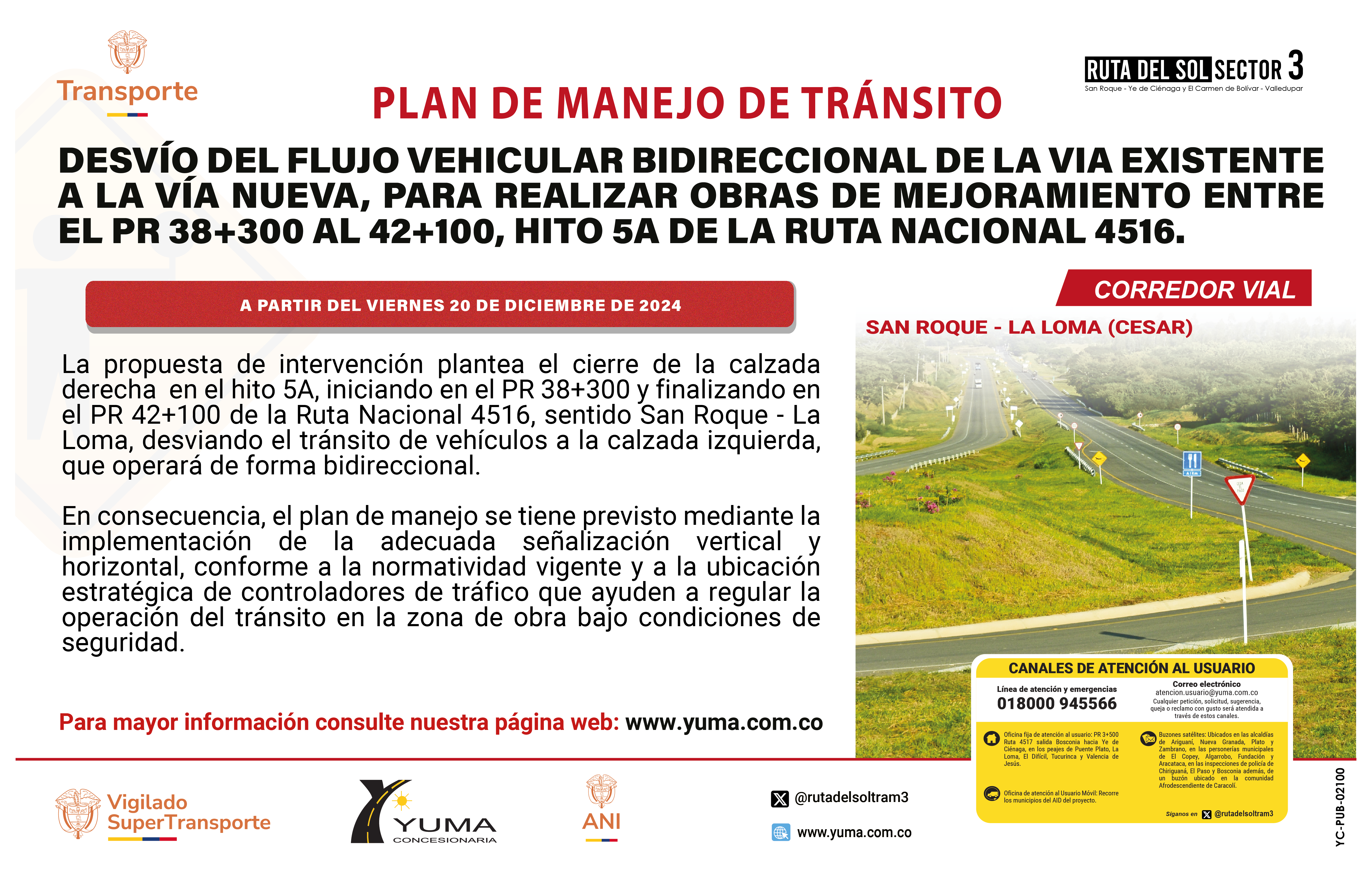 En este momento estás viendo PLAN DE MANEJO DE TRÁNSITO ESPECÍFICO DE DESVÍO DEL FLUJO VEHICULAR BIDIRECCIONAL DE LA VIA EXISTENTE A LA VÍA NUEVA, PARA REALIZAR OBRAS DE MEJORAMIENTO ENTRE LOS PR 38+300 – 42+100, HITO SA DE LA RUTA NACIONAL 4516.