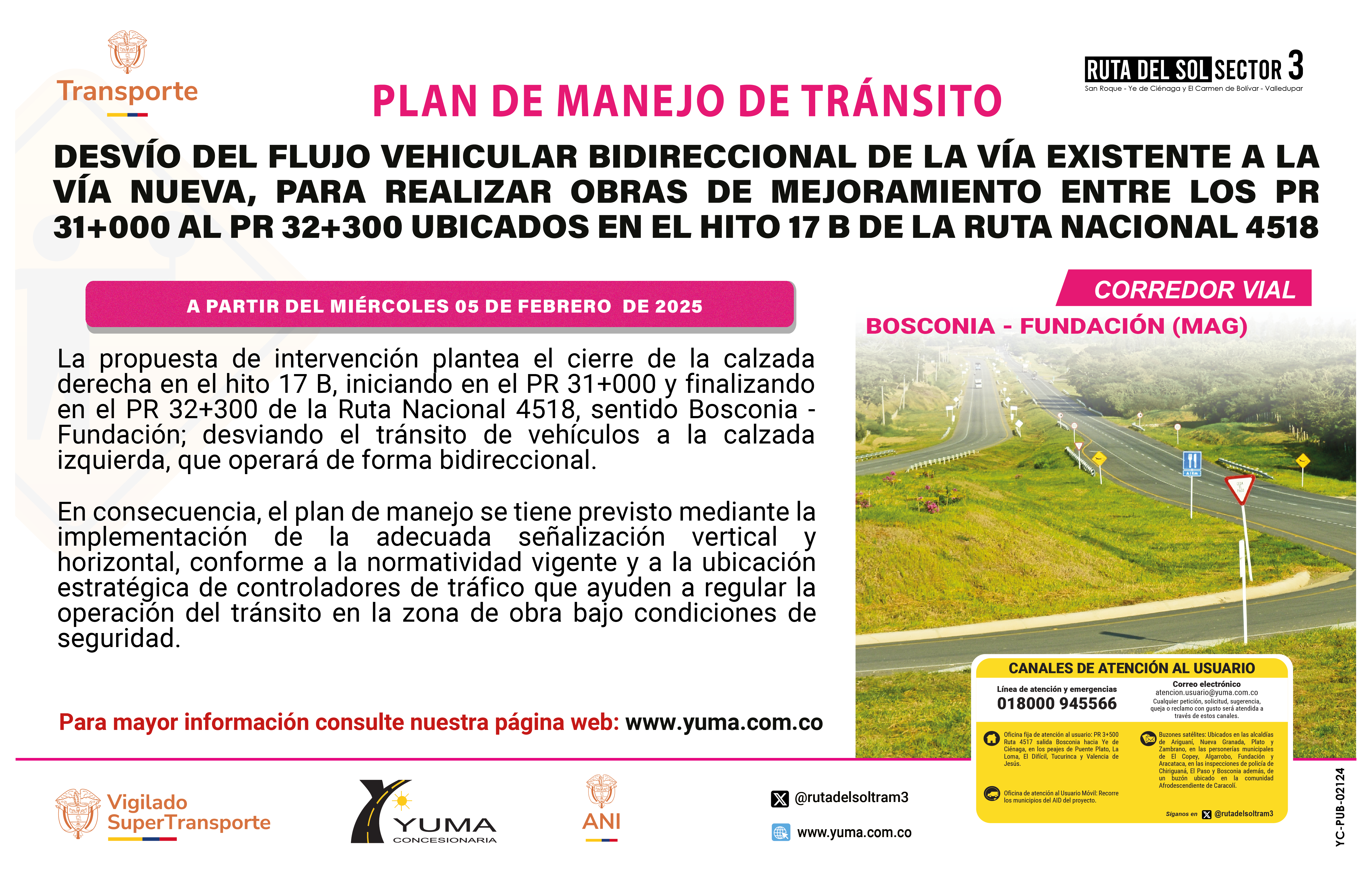 En este momento estás viendo PLAN DE MANEJO DE TRÁNSITO ESPECÍFICO DE DESVÍO DEL FLUJO VEHICULAR BIDIRECCIONAL DE LA VIA EXISTENTE A LA VÍA NUEVA, PARA REALIZAR OBRAS DE MEJORAMIENTO ENTRE LOS PR 31+000 – 32+300, HITO 17B, DE LA RUTA NACIONAL 4518