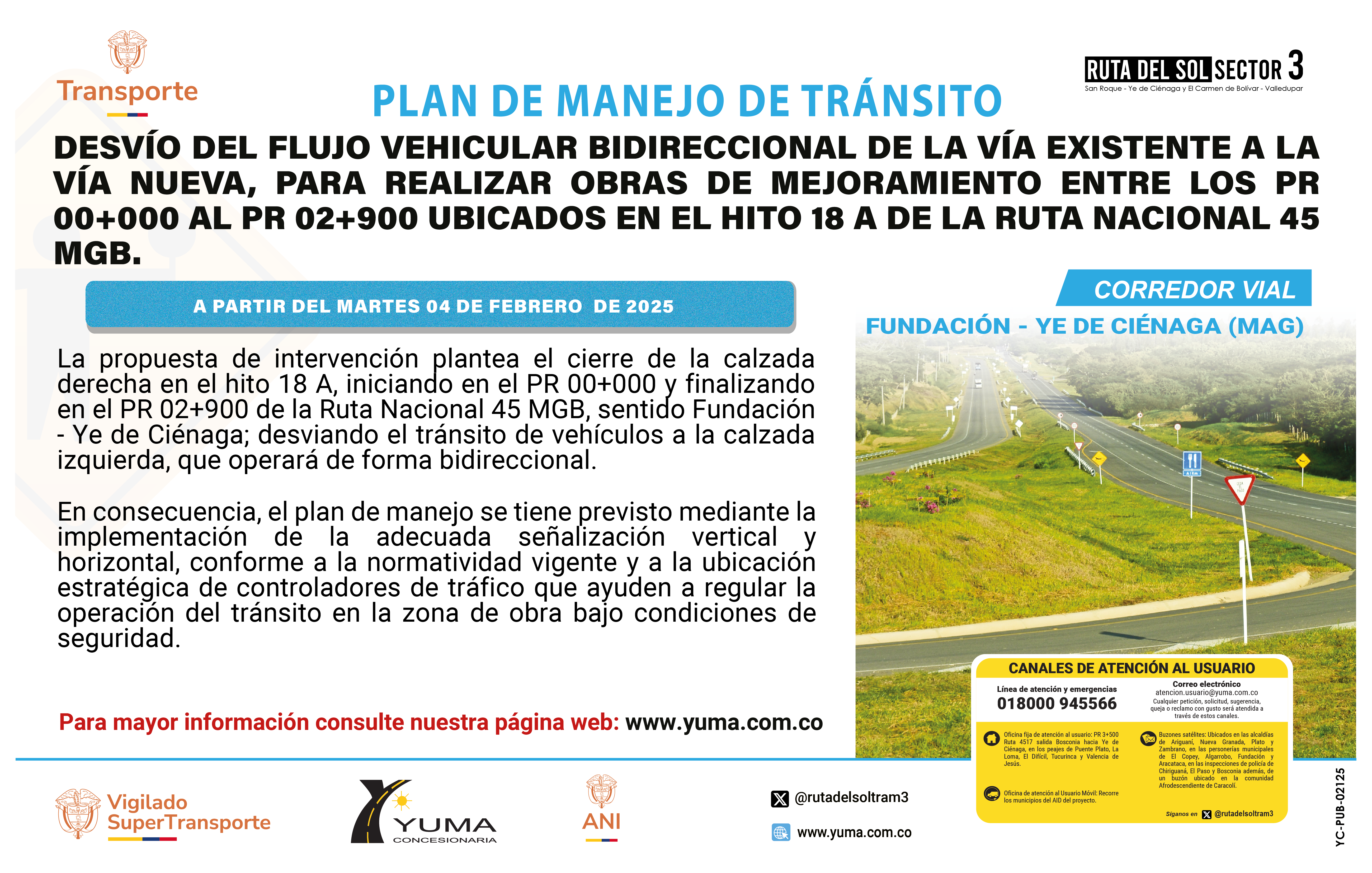 En este momento estás viendo PLAN DE MANEJO DE TRÁNSITO ESPECÍFICO DE DESVÍO DEL FLUJO VEHICULAR BIDIRECCIONAL DE LA VIA EXISTENTE A LA VÍA NUEVA, PARA REALIZAR OBRAS DE MEJORAMIENTO ENTRE LOS PR 00+000 – 02+900, HITO 18A, DE LA RUTA NACIONAL 45MGB.