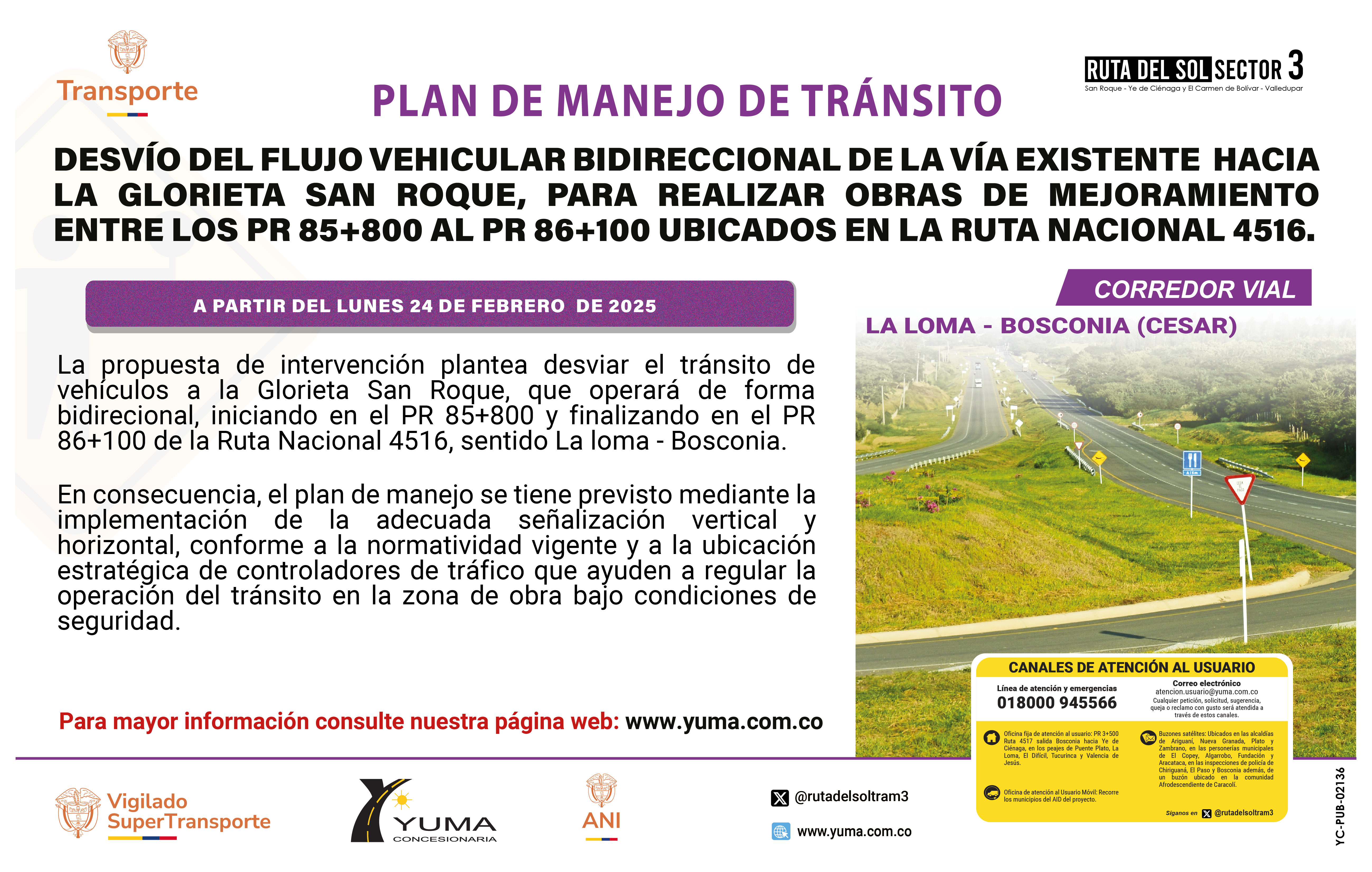 En este momento estás viendo PLAN DE MANEJO DE TRÁNSITO ESPECÍFICO DE DESVIO DEL FJUJO VEHICULAR BIDIRECCIONAL DE LA VIA EXISTENTE HACIA GLORIETA SAN ROQUE, PARA REALIZAR OBRAS DE MEJORAMIENTO ENTRE LOS PR 85+800 – 86+100 DE LA RUTA NACIONAL 4516.