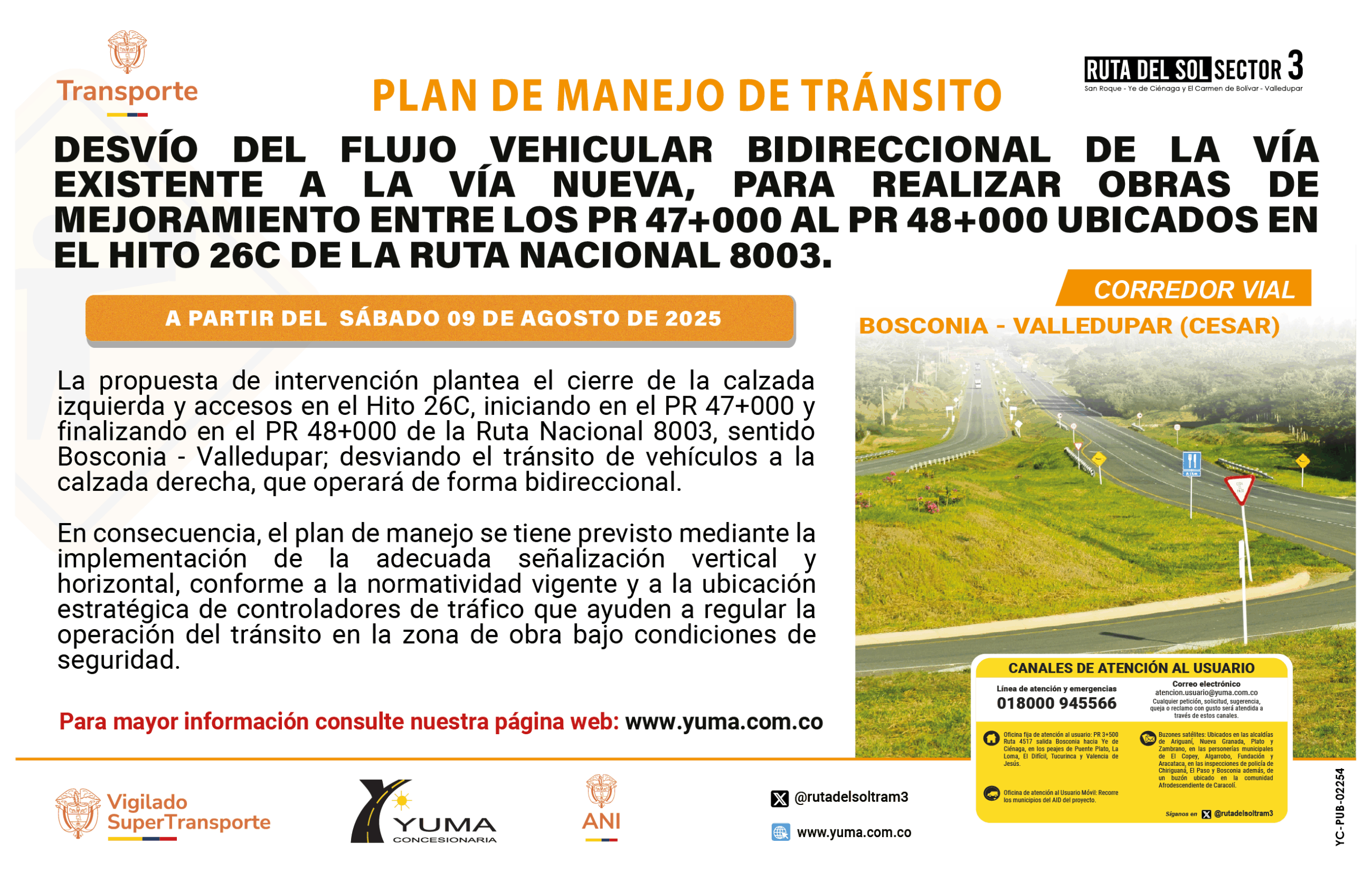 En este momento estás viendo PLAN DE MANEJO DE TRÁNSITO ESPECÍFICO DE DESVÍO DELFLUJO VEHICULAR BIDIRECCIONAL DE LA VIA EXISTENTE A LAVÍA NUEVA, PARA REALIZAR OBRAS DE MEJORAMIENTO ENTRELOS PR 47+000 – 48+000, HITO 26C, DE LA RUTA NACIONAL 8003