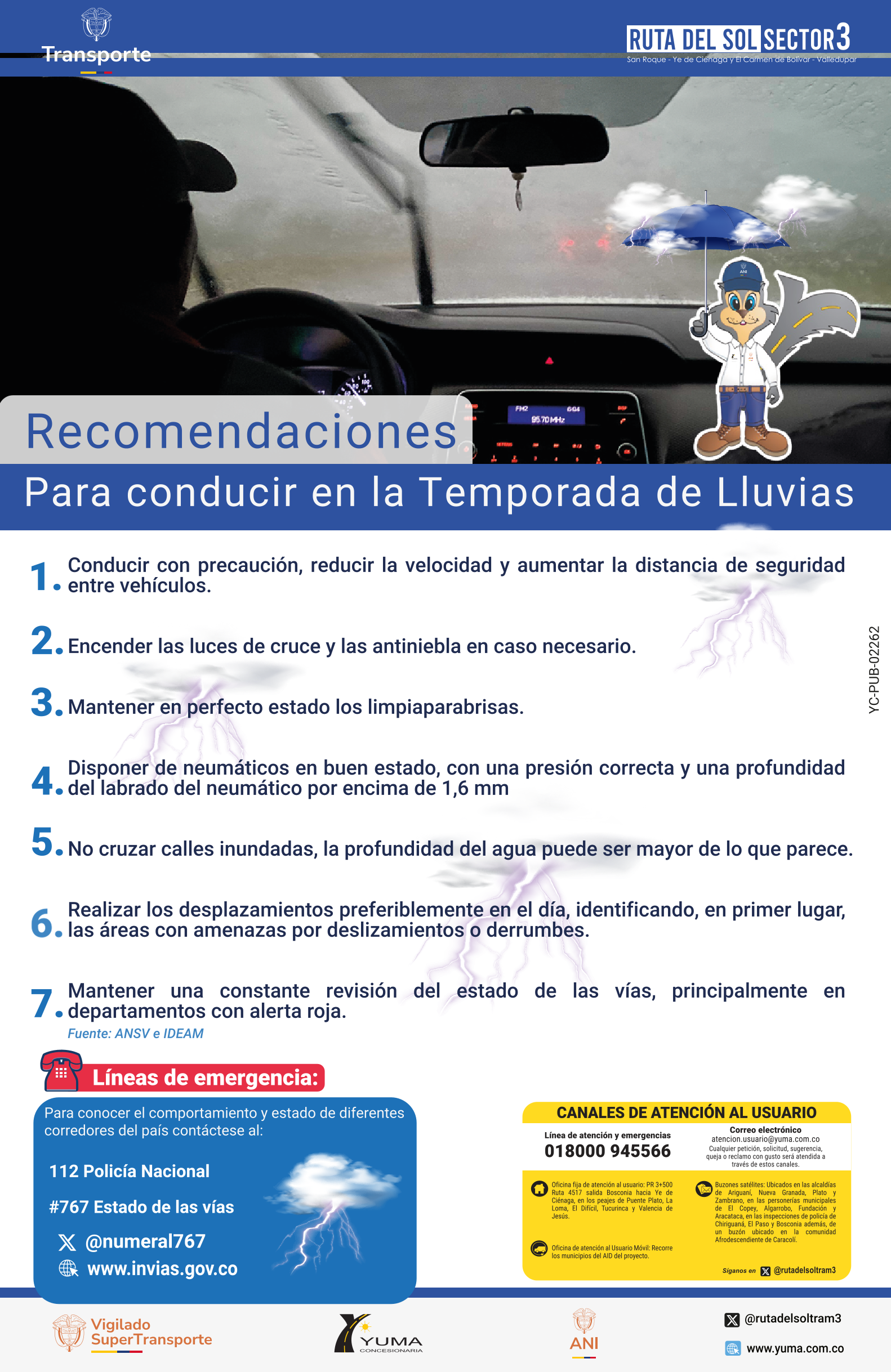 Lee más sobre el artículo RECOMENDACIONES PARA CONDUCTORES EN EPOCA DE LLUVIAS