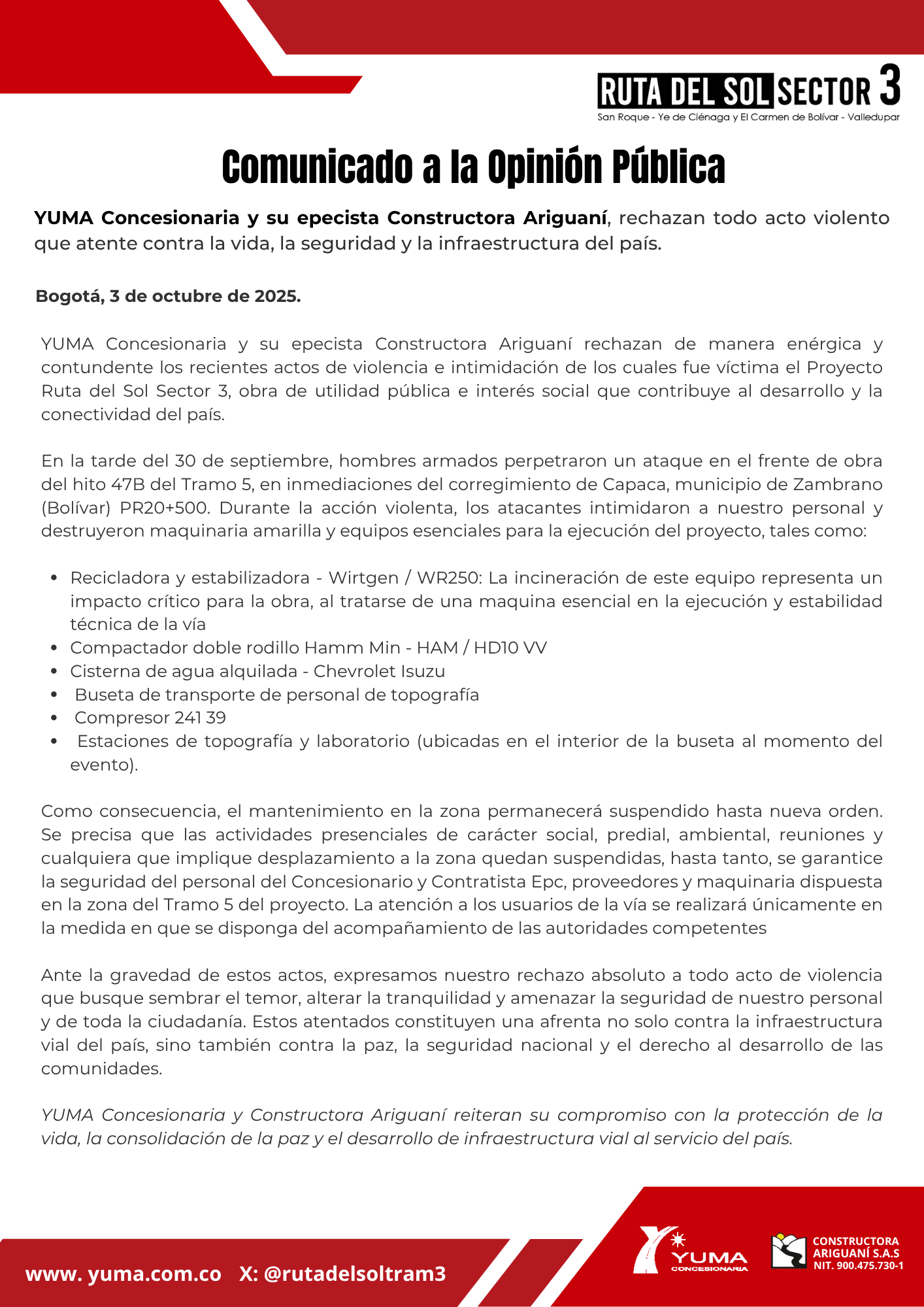 Lee más sobre el artículo ¡Comunicado a la opinión pública!